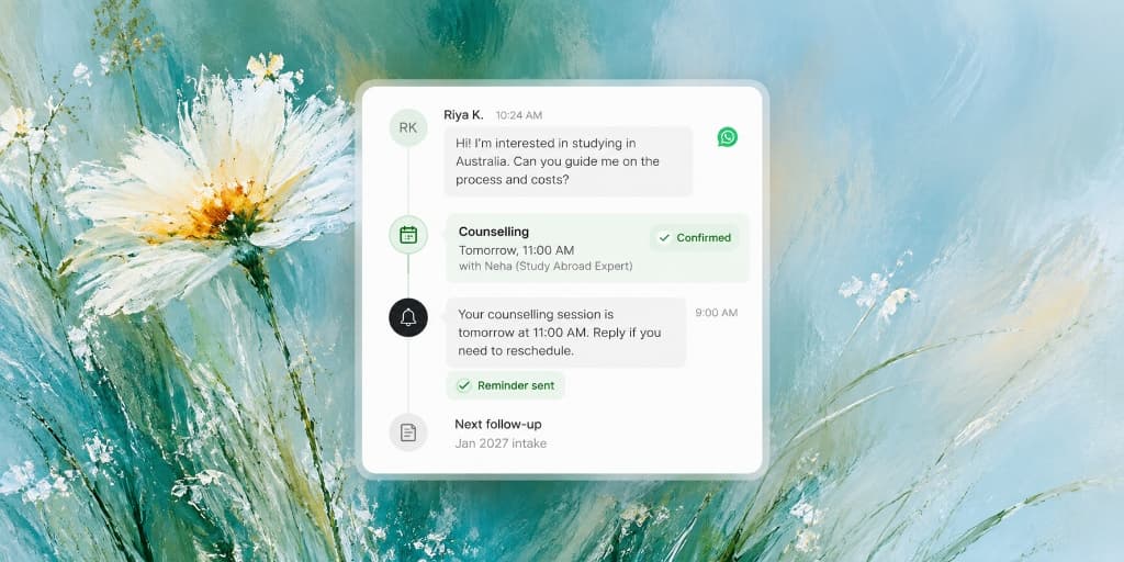 Nurture and Reminder Agent sending intake follow-up and appointment reminders via WhatsApp